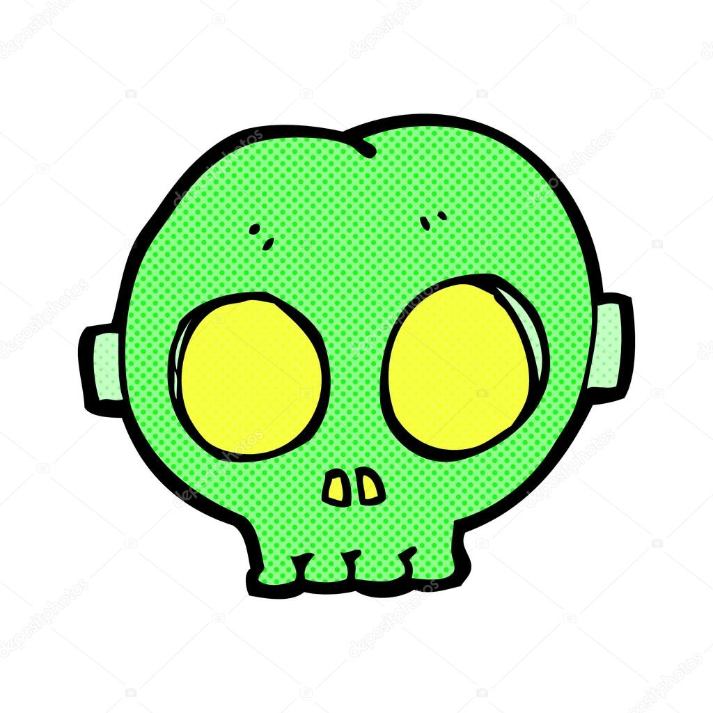 Bandes dessinées rétro style cartoon masque de cr¢ne halloween — Vecteur par lineartestpilot