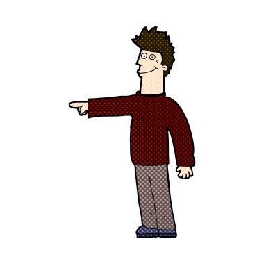 komik karikatür mutlu işaret eden adam