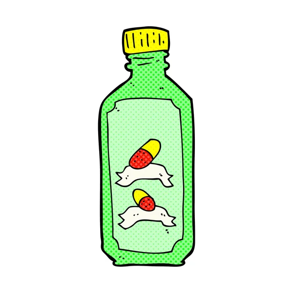 Strip cartoon oude fles pillen — Stockvector