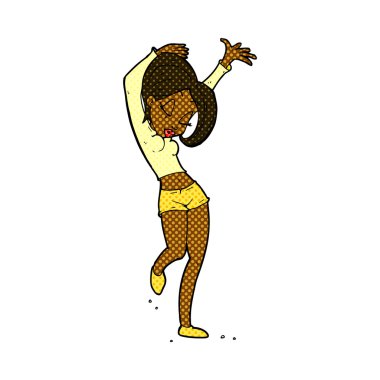 komik karikatür güzel kadın dans