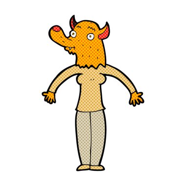 komik karikatür dostu Tilki kadın