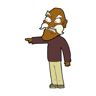 komik karikatür öfkeli yaşlı adam