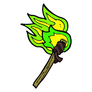 komik karikatür yanan meşale