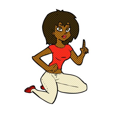 komik karikatür oturan kadın fikri ile