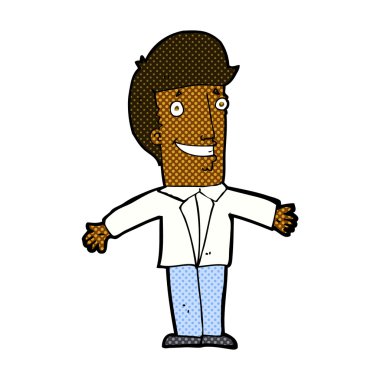 komik karikatür sırıtmayı adam Kollarını açarak