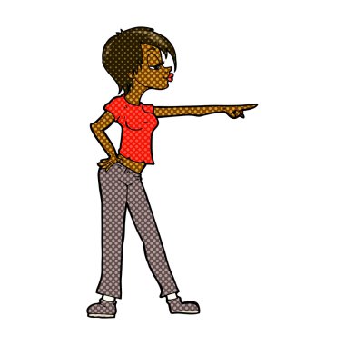 komik karikatür hip kadın işaret