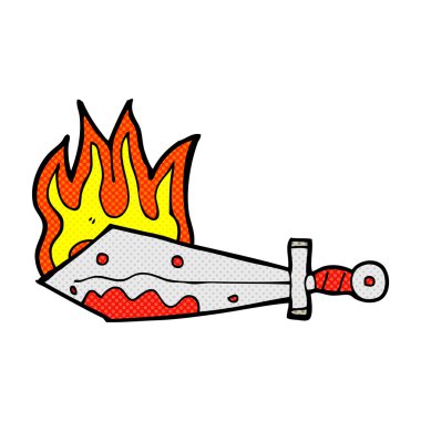 komik karikatür flaming kılıç