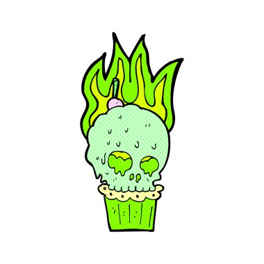 komik karikatür ürkütücü kafatası cupcake