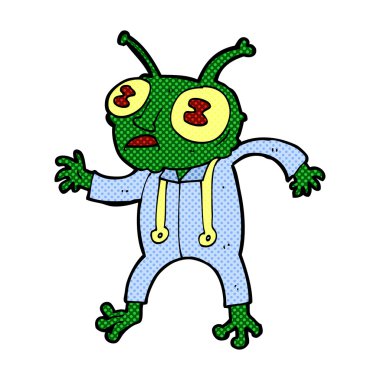 komik karikatür uzaylı uzay adamı