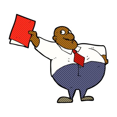 komik karikatür mutlu patron ile dosya