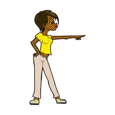 komik karikatür kadın işaret