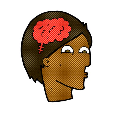 komik karikatür baş beyin simgesiyle