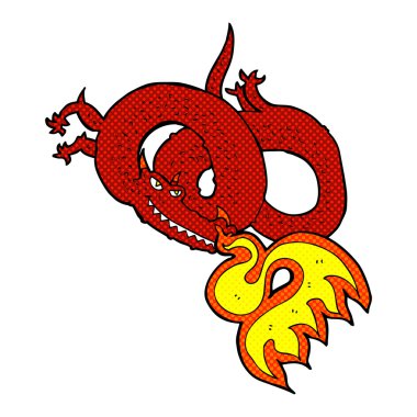 komik karikatür ejderha nefes yangın