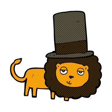 Silindir şapka komik karikatür aslan