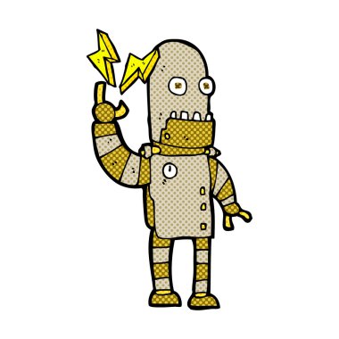 komik karikatür eski robot