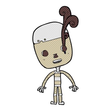 komik karikatür üzgün robot