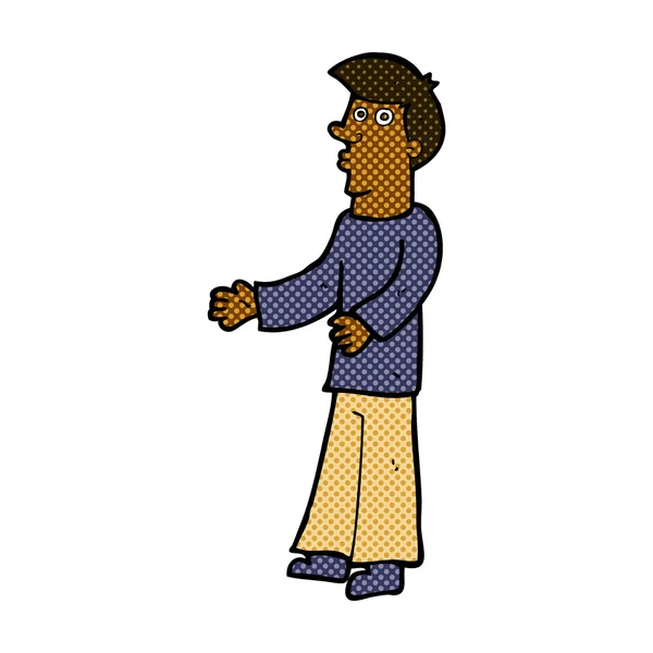 Strip cartoon nieuwsgierig man — Stockvector