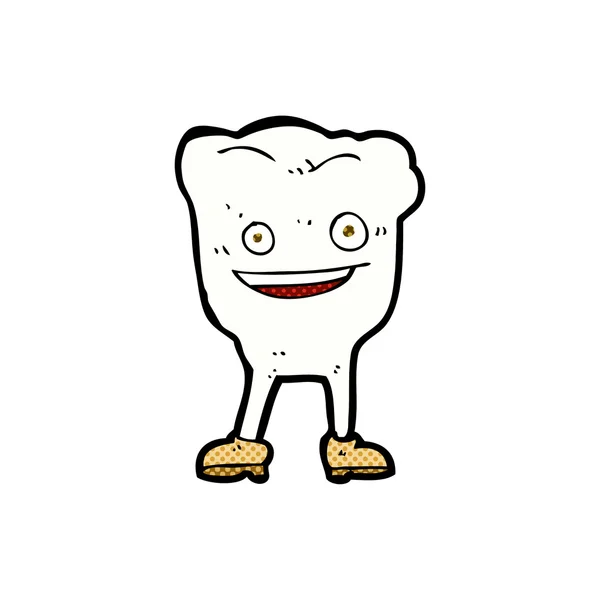 Comic cartoon happy tooth character — Stock Vector