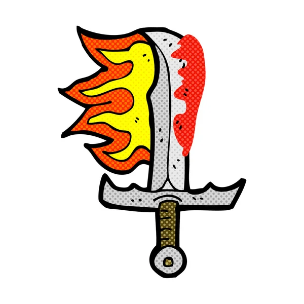 Comic cartoon bloody sword — Stock Vector