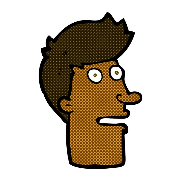Dessin animé comique choqué visage masculin — Image vectorielle
