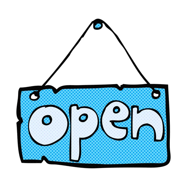 Comic cartoon open shop sign — Stock Vector