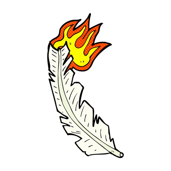 Comic cartoon burning feather — Stock Vector
