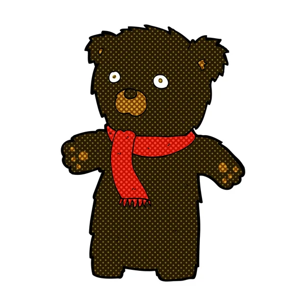 Comic cartoon cute black bear — стоковый вектор