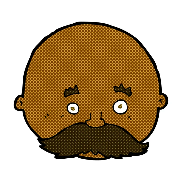 Bande dessinée chauve homme avec moustache — Image vectorielle