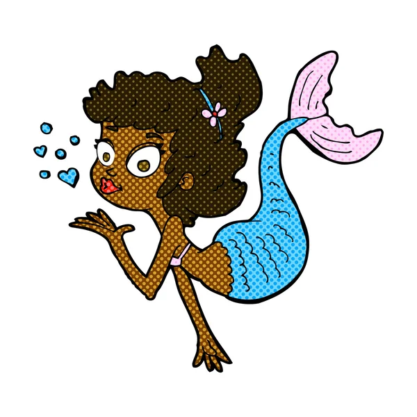 Historieta caricatura bonita sirena — Vector de stock