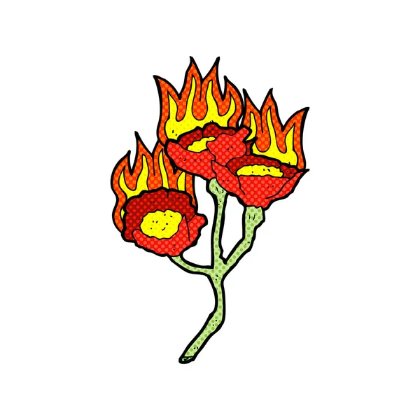 花を焼くコミック漫画 — ストックベクタ