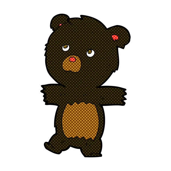 Comic cartoon cute black bear — Stock Vector