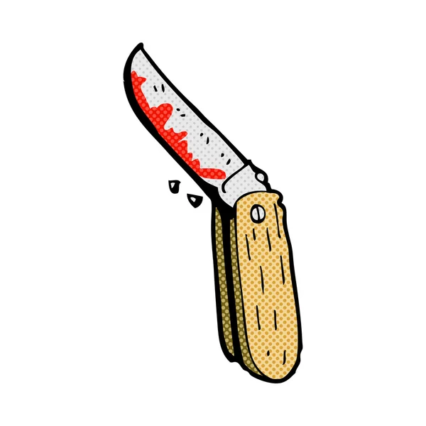 Fumetto sanguinoso coltello pieghevole — Vettoriale Stock