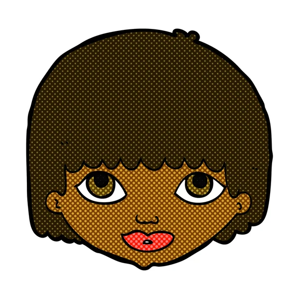 Comic cartoon female face — Stock Vector