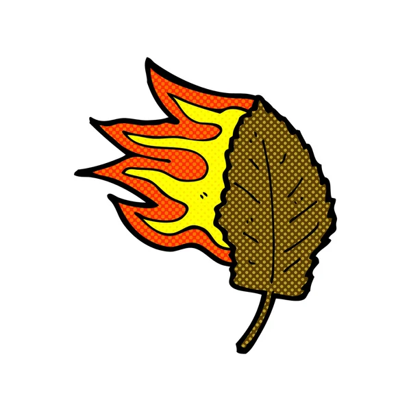 Comic cartoon burning dry leaf symbol — Stock Vector