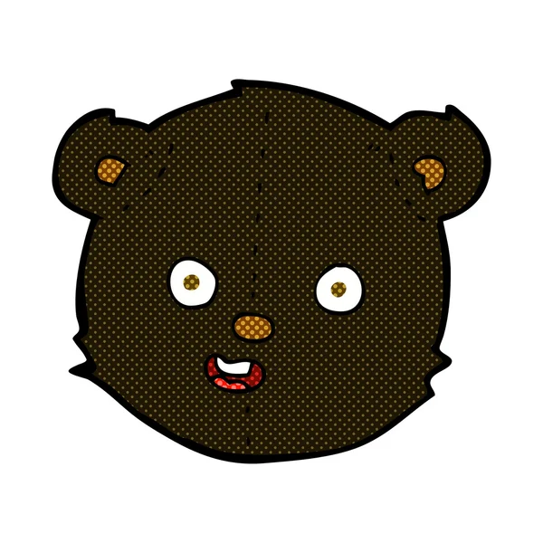 Comic cartoon black teddy bear head — Stock Vector