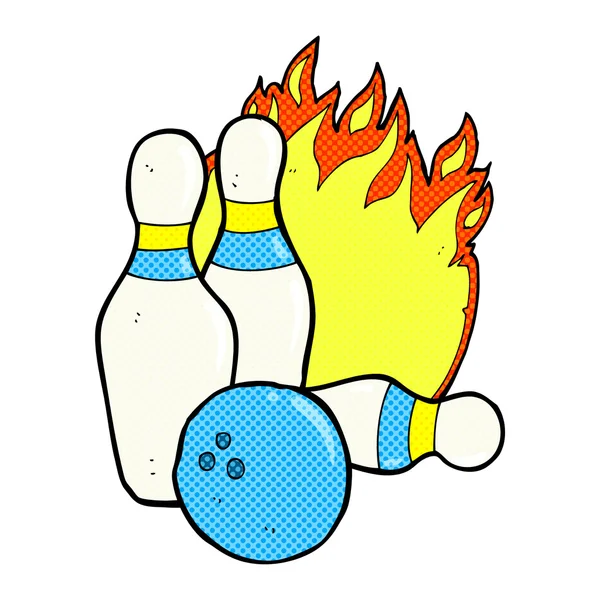 Tio pin bowling komiska cartoon — Stock vektor