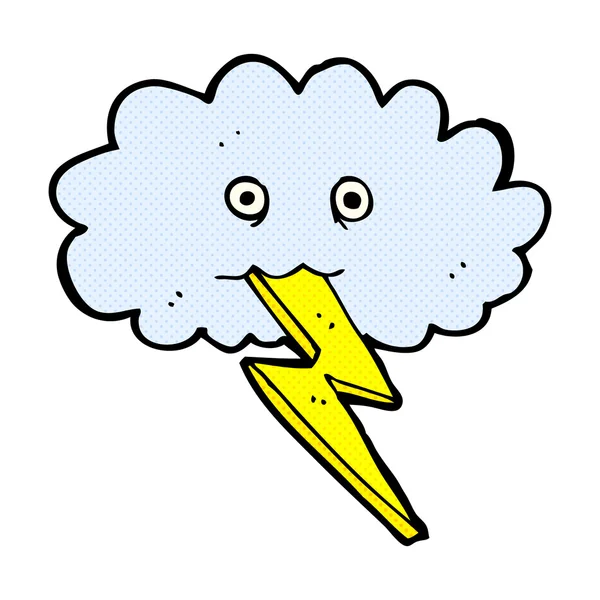 Comic cartoon lightning bolt and cloud — Stock Vector