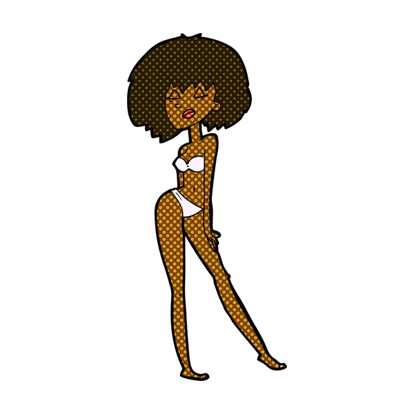 Strip cartoon vrouw in bikini — Stockvector