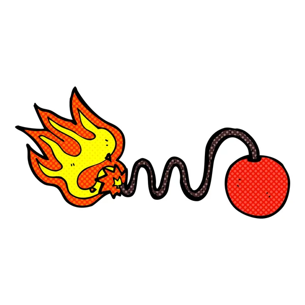 Bande dessinée bombe avec fusible brûlant — Image vectorielle