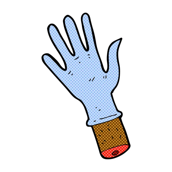 Comic Cartoon Hand mit Gummihandschuh — Stockvektor