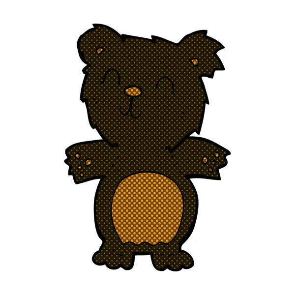 Vicces rajzfilm aranyos fekete medve cub — Stock Vector