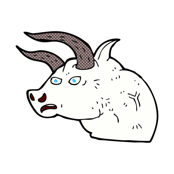 コミック漫画怒っている雄牛の頭部 — ストックベクタ