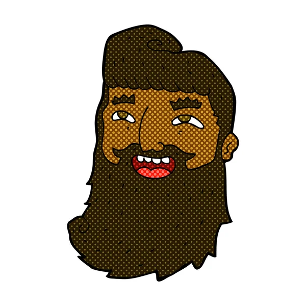 Bande dessinée comique riant homme barbu — Image vectorielle