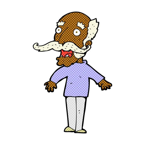 BD dessin animé vieil homme haletant de surprise — Image vectorielle