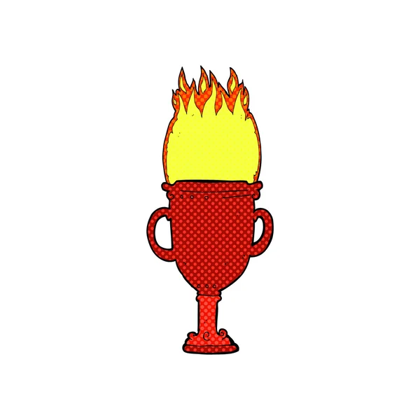 Troféu em chamas de banda desenhada em quadrinhos — Vetor de Stock