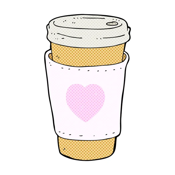 我爱咖啡杯子的漫画卡通 — 图库矢量图片