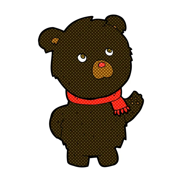 Comic cartoon cute black bear — стоковый вектор