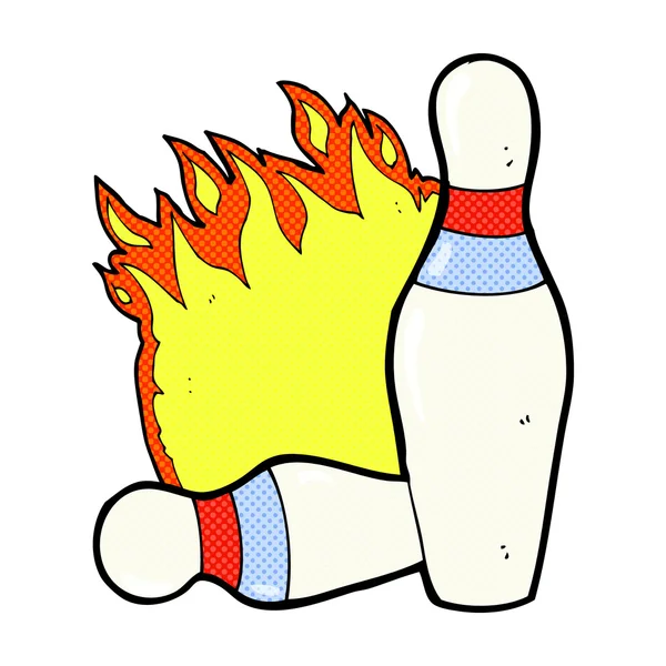 Komiska tecknade tio pin bowling tecken — Stock vektor