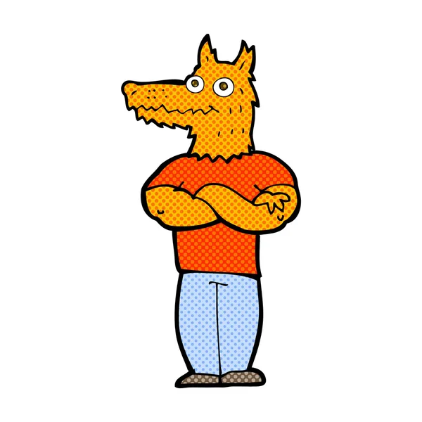 Komiska cartoon fox man — Stock vektor