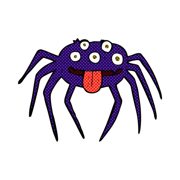 Comic cartoon gross halloween spider — Stock Vector